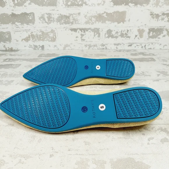 New Rothy's The Flat Giraffe Lemon Knit Pointy Toe Slip On Loafers W560
